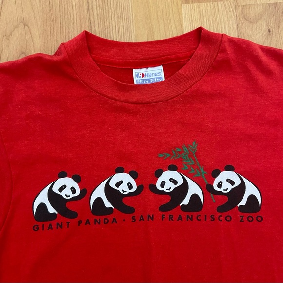 Vintage Hanes Men’s San Francisco Zoo Panda Single Stitched T-Shirt Medium